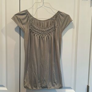 Loft Like New Gray T Shirt with Beaded Detail